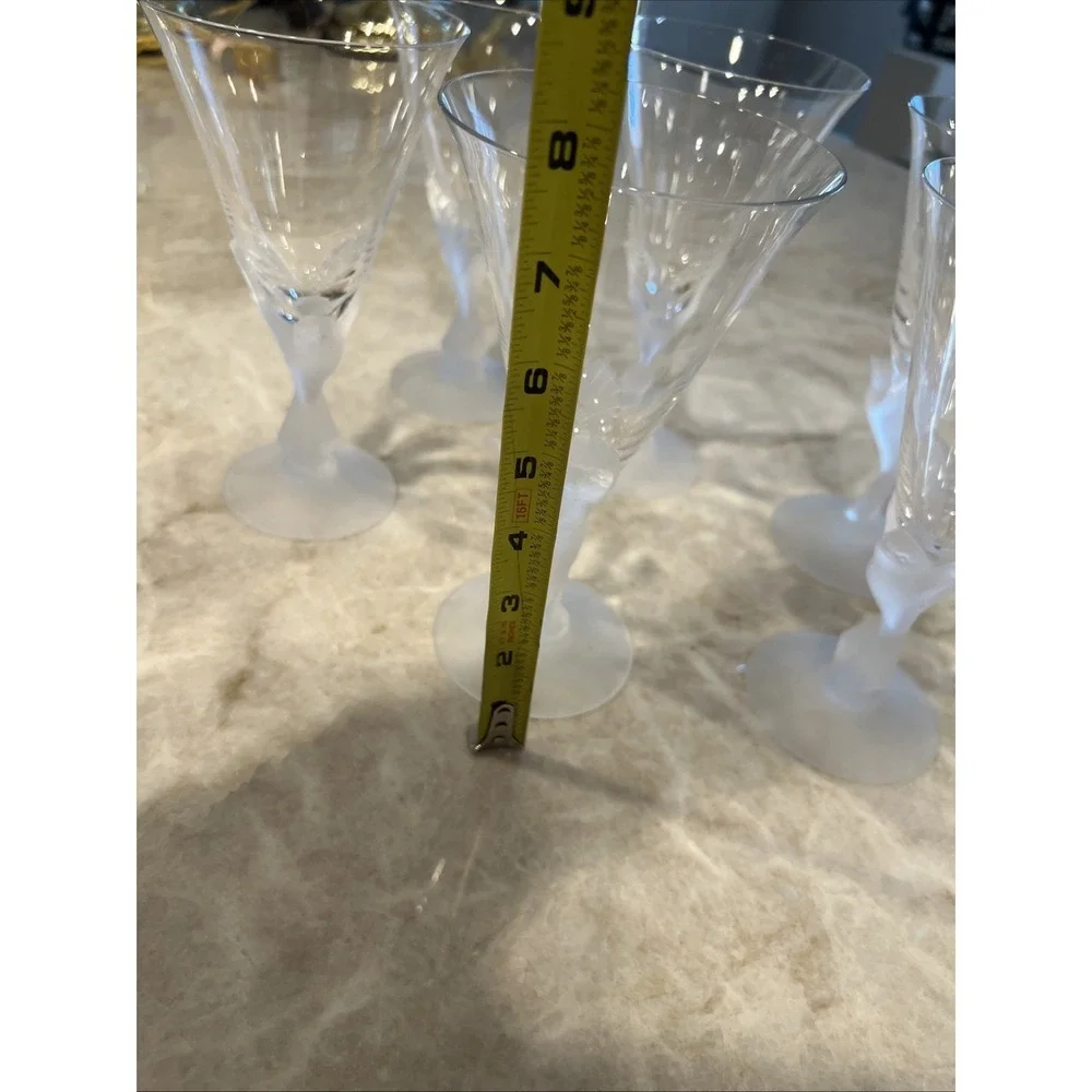 Set Of 6 Sasaki Crystal Wings Clear 7 3/4"Cordial Glasses Frosted Dove Bird New! - Picture 6 of 7